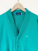 Lade das Bild in den Galerie-Viewer, *Fred Perry* Sweatjacke 80s Cardigan Türkis (L-XL)
