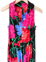 Lade das Bild in den Galerie-Viewer, *Seide* Kleid 80s Blumen Volants Pink (M-L)
