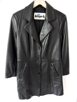 Lade das Bild in den Galerie-Viewer, Leder Mantel 90s Classic Schwarz (M)

