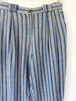 Lade das Bild in den Galerie-Viewer, *Leinen* Hose 80s Nadelstreifen Blau (L-XL)
