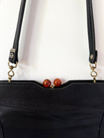 Lade das Bild in den Galerie-Viewer, Ledertasche Schwarz 80s Clutch
