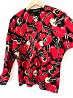 Lade das Bild in den Galerie-Viewer, *Escada* RARE 80s Bluse Seide Gitarre (M-L)
