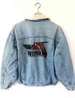 Lade das Bild in den Galerie-Viewer, Sherpa Jeansjacke 80s Patch Teddy (M-L)
