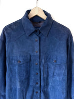 Lade das Bild in den Galerie-Viewer, *Wildleder* Jacke 80s Hemd Marineblau (L)
