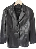 Lade das Bild in den Galerie-Viewer, Leder Blazer 90s Jacke Schwarz (M)
