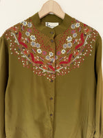Lade das Bild in den Galerie-Viewer, *Seide* RARE Blouson Bluse 80s Bohemian (L)
