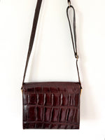 Lade das Bild in den Galerie-Viewer, Leder Tasche Kroko Burgundy
