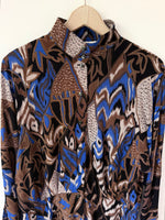Lade das Bild in den Galerie-Viewer, Bluse 80s Betty Barclay Boho Royalblau (L)
