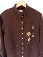 Lade das Bild in den Galerie-Viewer, *Kupferseide* Bluse 80s Blumenprint Braun (XL)
