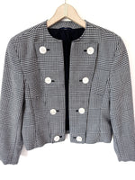 Lade das Bild in den Galerie-Viewer, *Wolle* Cropped Blazer 80s Hahnentritt Marine (M)
