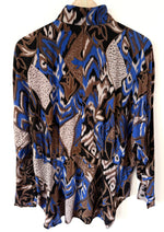 Lade das Bild in den Galerie-Viewer, Bluse 80s Betty Barclay Boho Royalblau (L)
