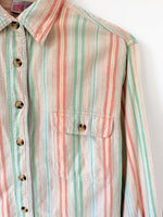Lade das Bild in den Galerie-Viewer, Flanellhemd Pastell Mint Apricot Streifen (L)

