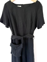 Lade das Bild in den Galerie-Viewer, *Leinen* Kleid 90s Gürtel mit Tasche Schwarz (L)
