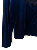 Lade das Bild in den Galerie-Viewer, *Samt &amp; Federn* Cardigan Bluse Blau (L)
