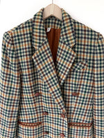 Lade das Bild in den Galerie-Viewer, *Wolle* Blazer Zweireiher 80s Tartan Grün (M-L)

