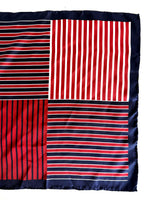 Lade das Bild in den Galerie-Viewer, *Seide* Tuch 80s Blockstreifen Marine Rot
