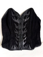 Lade das Bild in den Galerie-Viewer, *Leder* Corsage Grunge Flammen Stick (XL)
