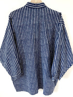 Lade das Bild in den Galerie-Viewer, *Leinen* Overshirt Bluse Marine Nadelstreifen (XL)
