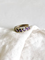 Lade das Bild in den Galerie-Viewer, *925 Sterling Silber* Vintage Ring Rauten Lila (16/56)
