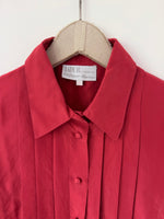 Lade das Bild in den Galerie-Viewer, *Seide* Bluse Premium Basic Rot Ballonärmel (M-L)
