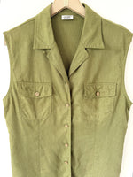 Lade das Bild in den Galerie-Viewer, *Leinen* Bluse Zweiteiler Basic Lindgrün (XL)
