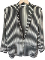 Lade das Bild in den Galerie-Viewer, *Seide* Blazer Nadelstreifen Schwarz Weiß (S-M)
