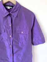 Lade das Bild in den Galerie-Viewer, *Seide* Bluse Premium Basic Flieder Shiny (L)
