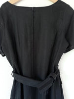 Lade das Bild in den Galerie-Viewer, *Leinen* Kleid 90s Gürtel mit Tasche Schwarz (L)
