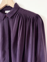 Lade das Bild in den Galerie-Viewer, *Seide* Bluse Premium Basic Aubergine Ballonärmel (L)
