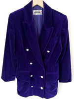 Lade das Bild in den Galerie-Viewer, *Samt* Blazer 80s Zweireiher Lila (S-M)
