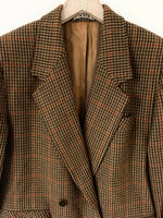 Lade das Bild in den Galerie-Viewer, *Wolle* Blazer Zweireiher 80s Tartan Khaki Rost (L-XL)
