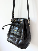 Lade das Bild in den Galerie-Viewer, Leder Bucket Bag Kroko Schwarz
