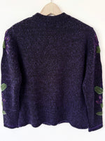 Lade das Bild in den Galerie-Viewer, Cardigan Wolle Mohair Chenille Stick Blumen (S)
