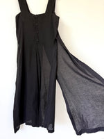 Lade das Bild in den Galerie-Viewer, *Leinen* Träger Latzkleid Premium Basic Schwarz (L)
