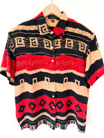 Lade das Bild in den Galerie-Viewer, *Seide* Bluse 90s Print Rot Beige (XL)
