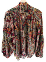 Lade das Bild in den Galerie-Viewer, *Seide* Vanessa Bruno Bluse Paisley Ballonärmel (M-L)
