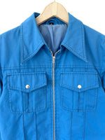 Lade das Bild in den Galerie-Viewer, Cropped Blouson 70s Blau Workwear (S-M)
