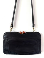 Lade das Bild in den Galerie-Viewer, Ledertasche Schwarz 80s Clutch
