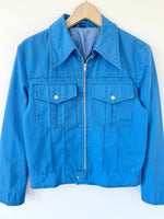 Lade das Bild in den Galerie-Viewer, Cropped Blouson 70s Blau Workwear (S-M)
