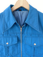 Lade das Bild in den Galerie-Viewer, Cropped Blouson 70s Blau Workwear (S-M)

