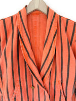 Lade das Bild in den Galerie-Viewer, Cropped Jeansjacke 80s Stripes Orange (S)
