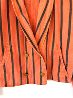 Lade das Bild in den Galerie-Viewer, Cropped Jeansjacke 80s Stripes Orange (S)
