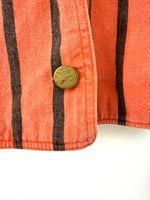Lade das Bild in den Galerie-Viewer, Cropped Jeansjacke 80s Stripes Orange (S)

