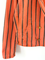 Lade das Bild in den Galerie-Viewer, Cropped Jeansjacke 80s Stripes Orange (S)
