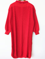 Lade das Bild in den Galerie-Viewer, Strickkleid Rot Maxi Strickmuster Heavin (M-L)
