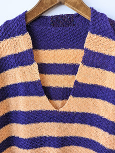 *Handmade* Pullover Streifen Lila Lachs Heavin (M-L)