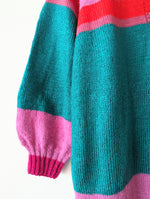 Lade das Bild in den Galerie-Viewer, *Handmade* Pullover Streifen Türkis Pink Heavin (M)
