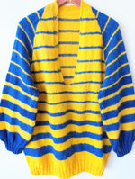 Lade das Bild in den Galerie-Viewer, *Handmade* Pullover Streifen Gelb Blau Heavin (L-XL)
