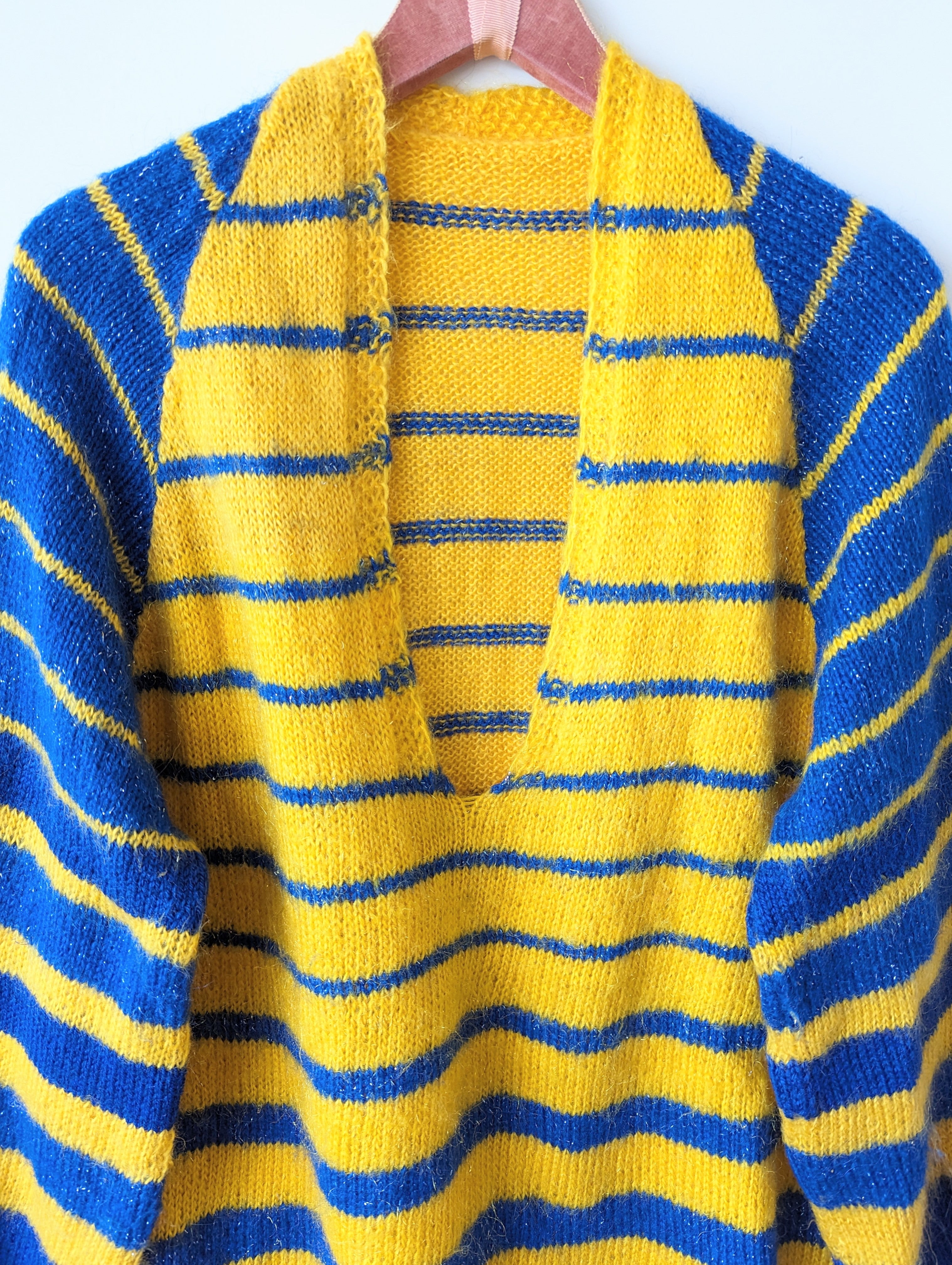 *Handmade* Pullover Streifen Gelb Blau Heavin (L-XL)