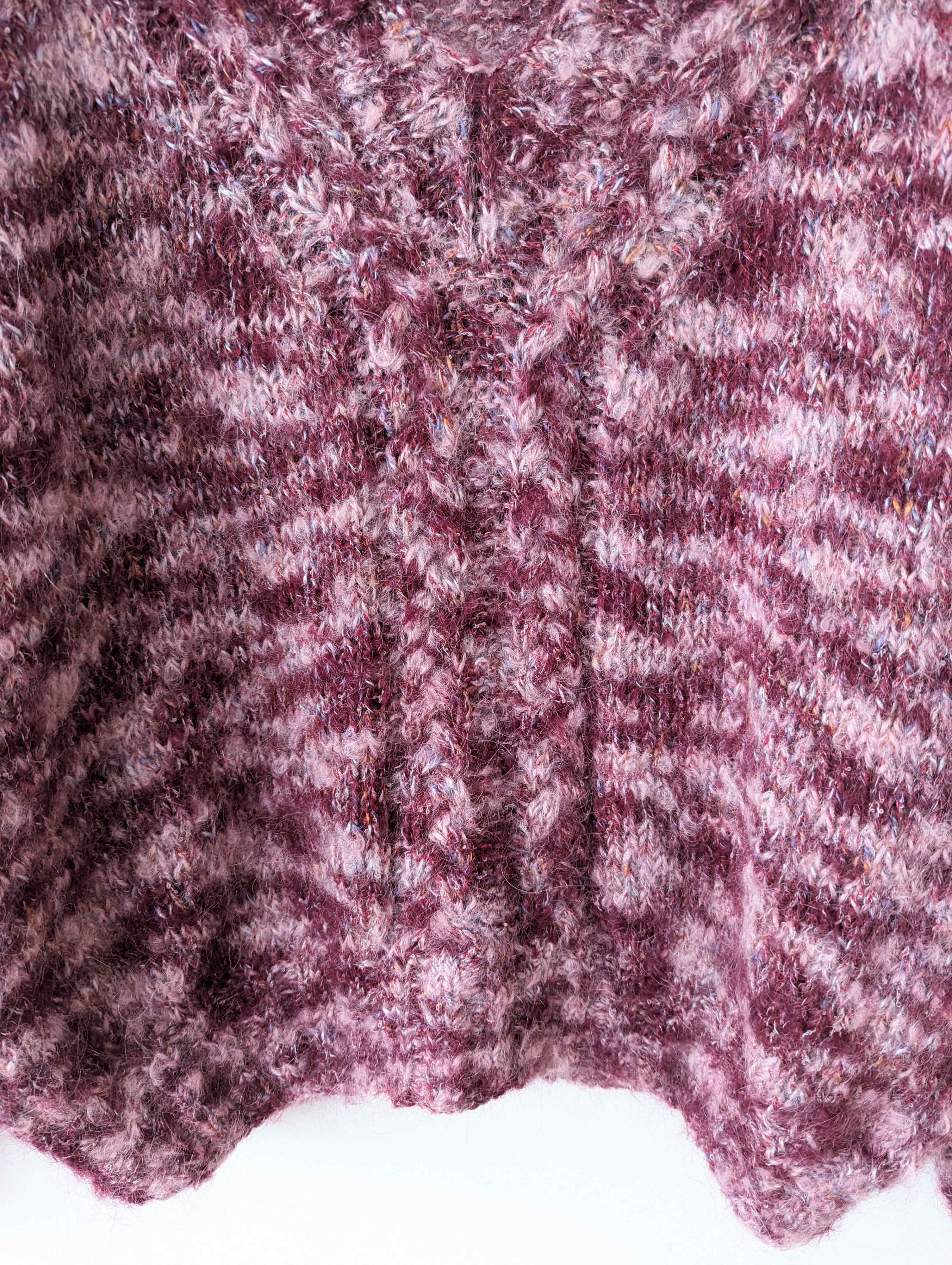 *Handmade* Mohair Wolle Pullover Dunkelrot Rosa Heavin (XL)